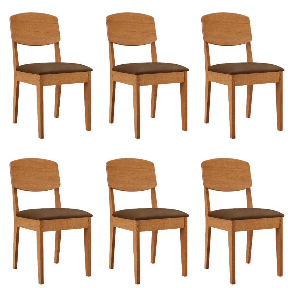 Conjunto com 6 Cadeiras MDF Copper para Sala de Jantar Moderna Mobilia