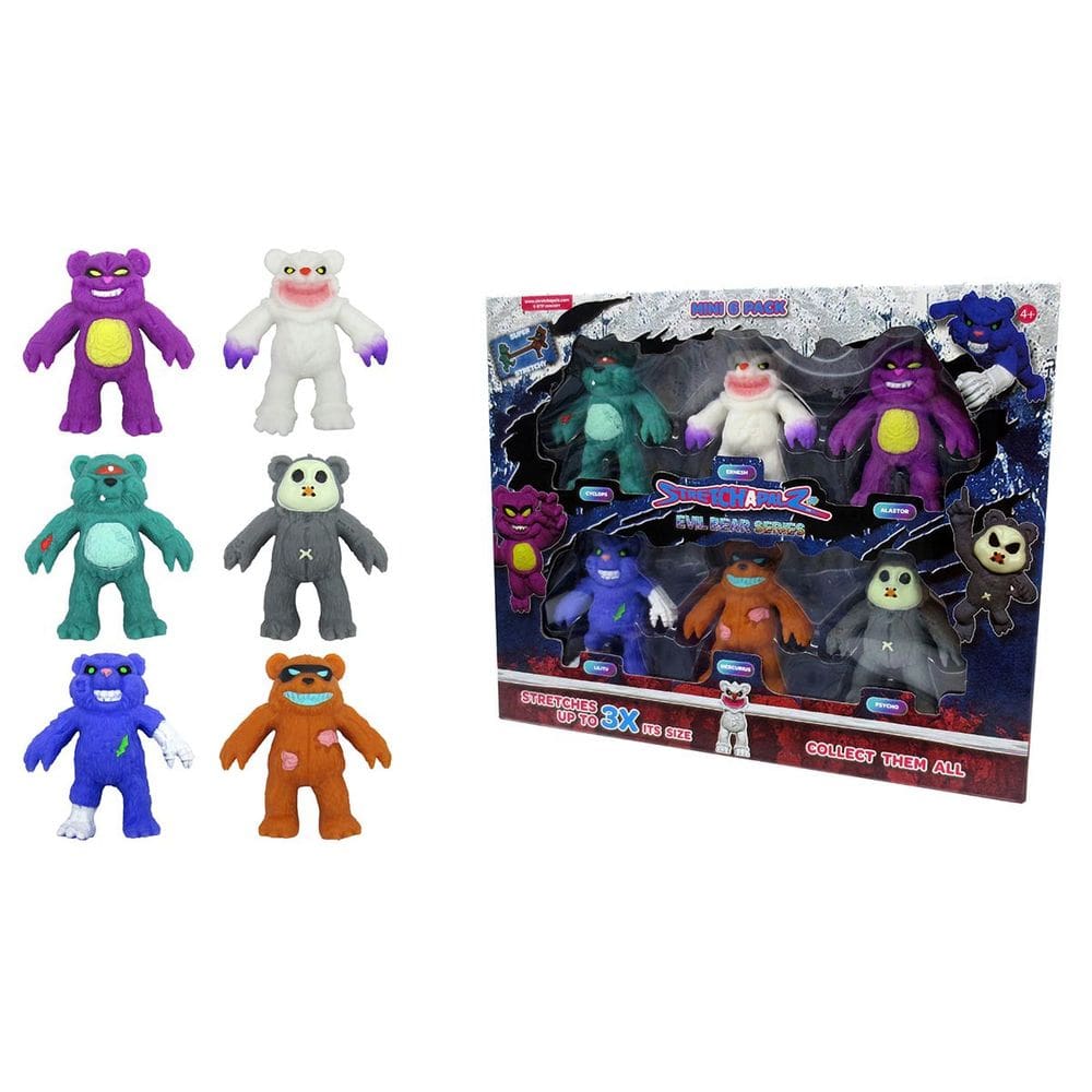 Pack 6 Mini Bonecos Indestrutíveis Evil Bears - Stretchapalz