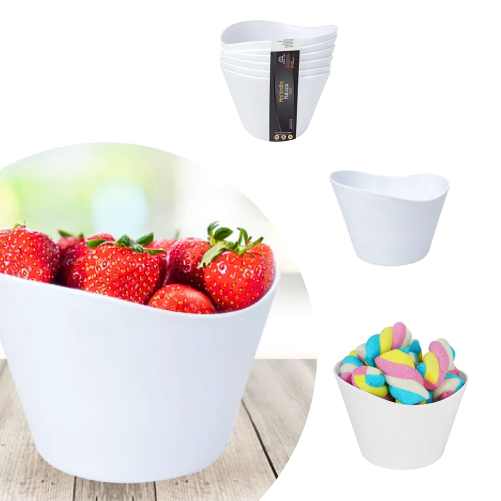 Mini Vasilha Para Aperitivos Lanches Pote Bowl Pequeno Com 6 Branco