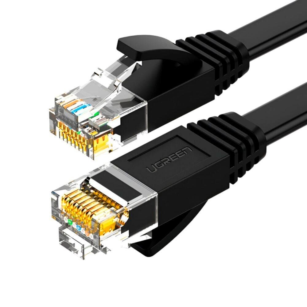 Cabo de Rede de Alta Velocidade Ugreen Flat Cat6 1000 Mb/s UTP Macho Rj45 0,5 Metro Preto