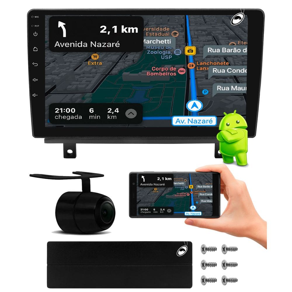 Multimidia 10” Android Corsa G1 Hatch Sedan Classic Android Auto Car Play + Câmera Ré