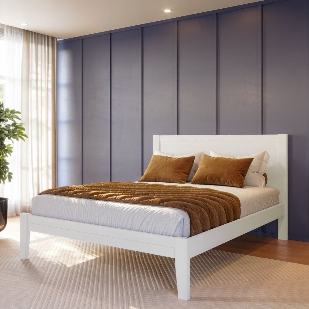 Cama Queen 2809B Topázio Retrô Rústico Madeira Maciça Branco Finestra