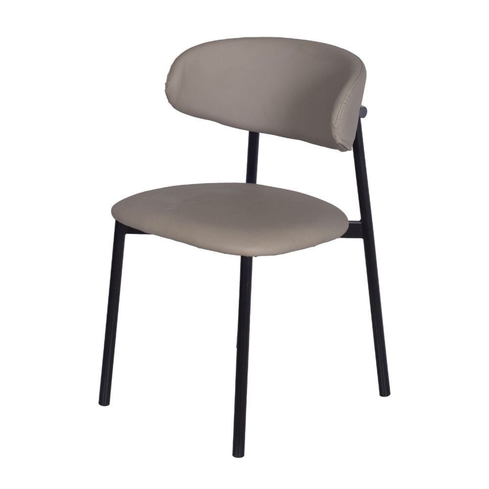 Cadeira Bela Napoli Assento Encosto Revestido em PU Fendi Estrutura Metálica Preta