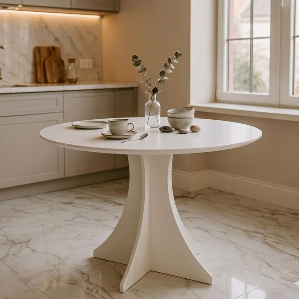 Mesa de Jantar Redonda Branco Elisa 90cm Moderna e Aconchegante