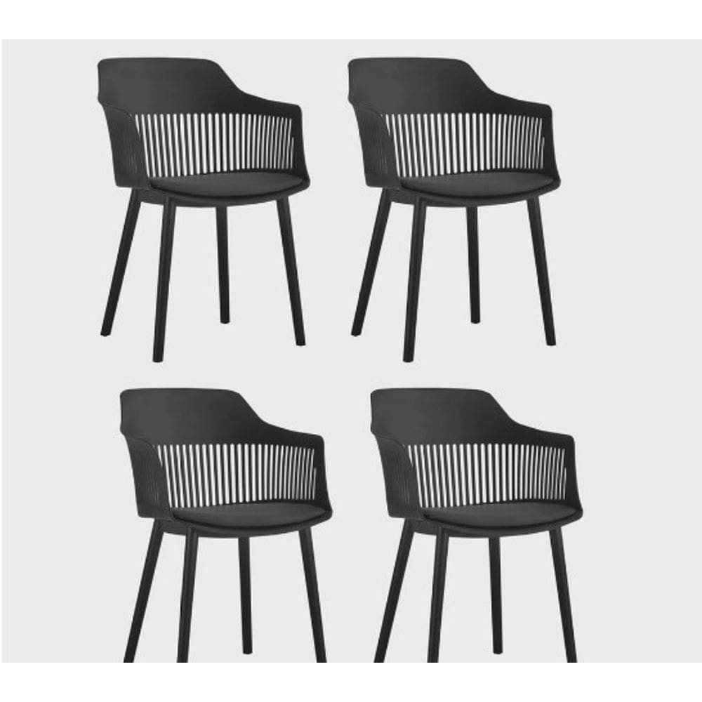 Kit 4 Cadeiras Marcela Almofada em Pu Polipropileno Preto