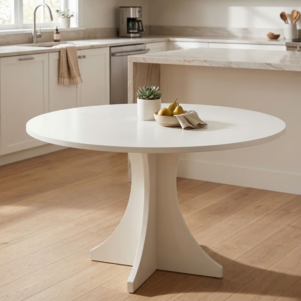 Mesa de Jantar Redonda Branca Elisa 90cm MDF Compacta e Elegante