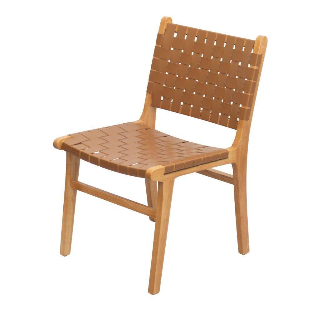 Cadeira Goa Estrutura em Madeira Assento e Encosto em Couro Natural Caramelo