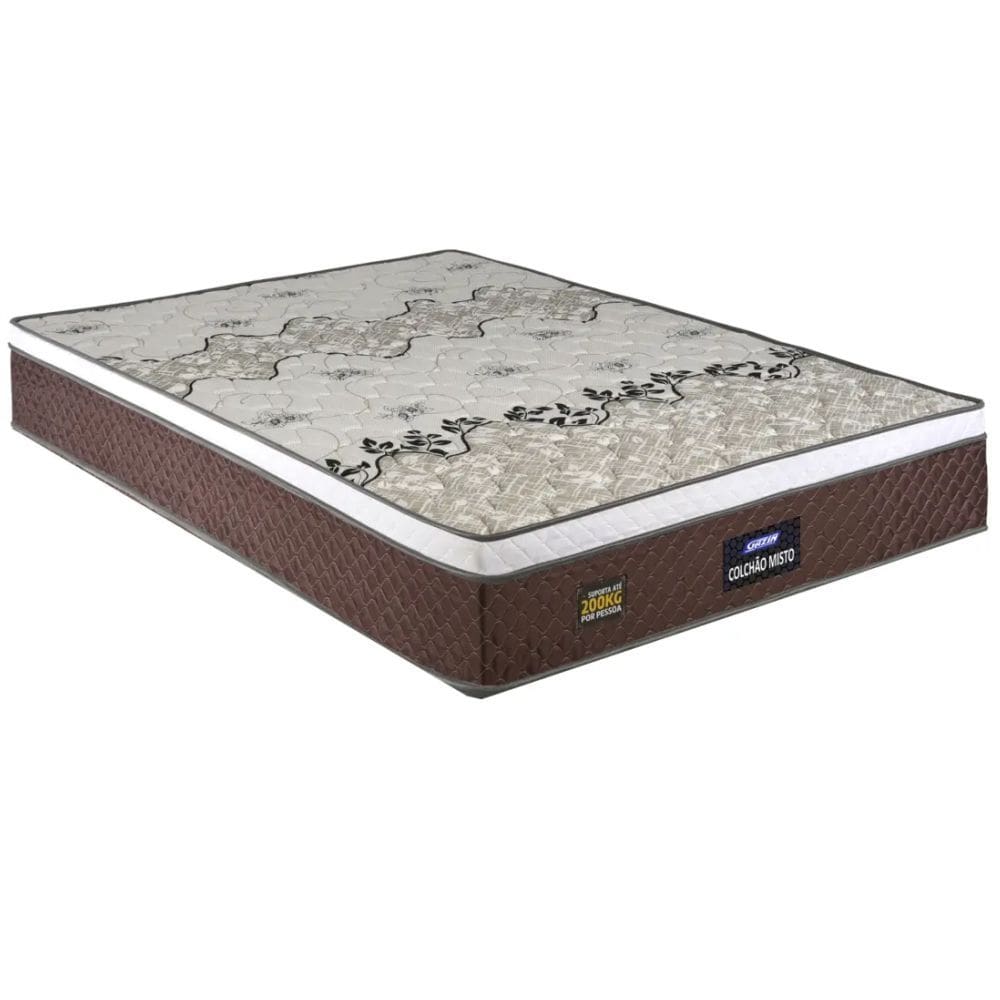 Colchão de Casal Gazin Stone Plus  D45 misto altura de 28 cm 138x188 Marrom Branco