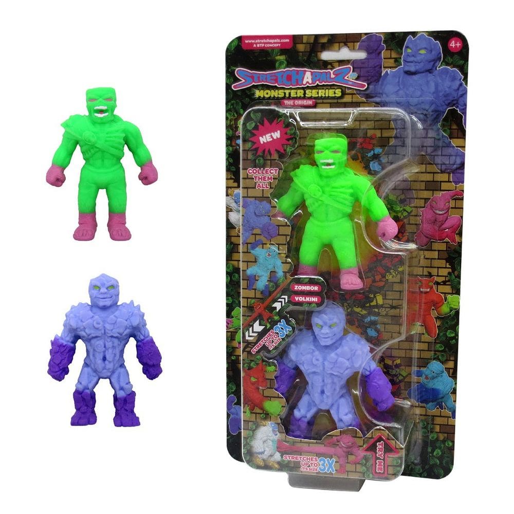 2 Mini Bonecos Elásticos Zombor E Volkini - Stretchapalz