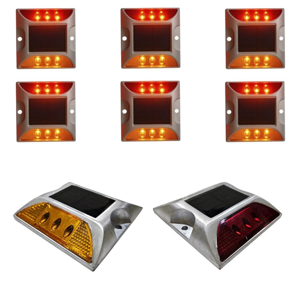 Tacha Sinalizador Solar Viaria Kit 6 Uni Sinalizacao Olho de Gato Estrada Obra Rodovia Avenida Pavimentacao Seguranca