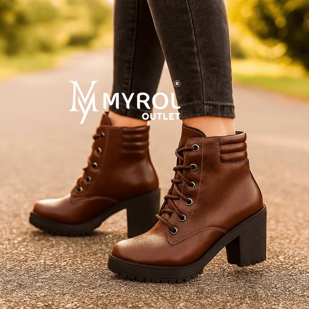 Bota Coturno Salto Tratorado Confortavel Macia Marrom