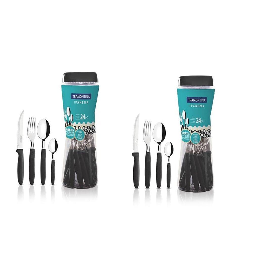 Jogos Talheres Faqueiro Tramontina Ipanema 48 Peças Preto