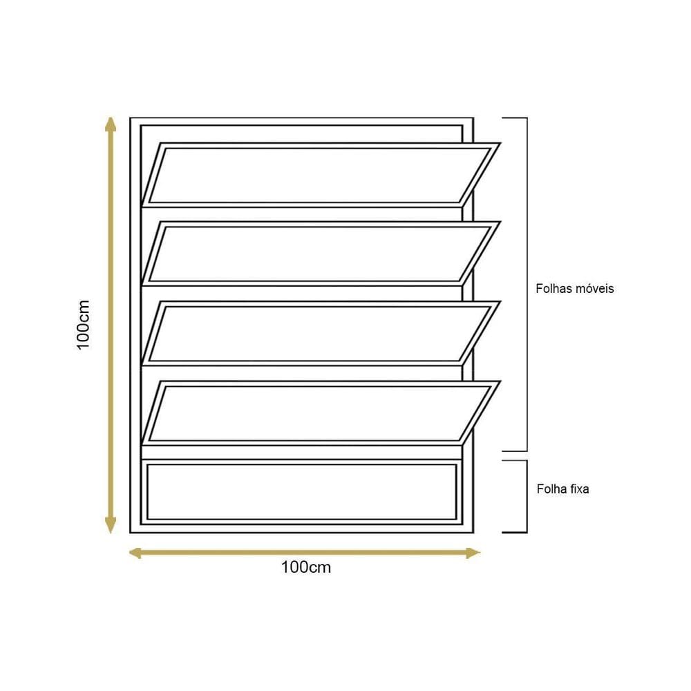 Vitro Basculante Alumínio Preto 100X100 Vidro Liso Brecorimo