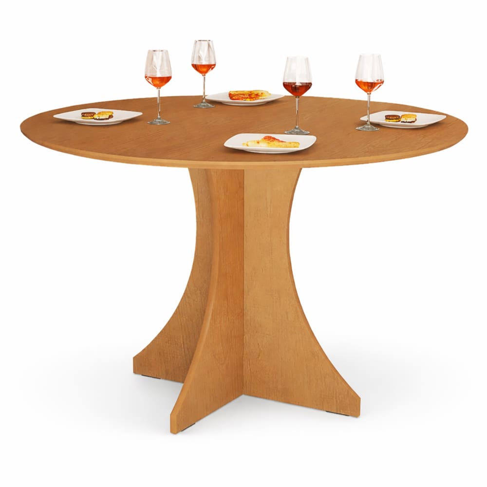 Mesa de Jantar Redonda Elisa 90cm Base X Design Sofisticado Naturale