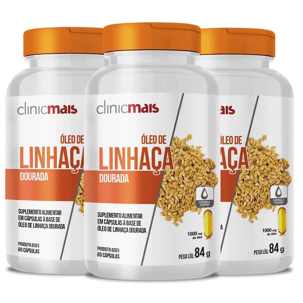 Óleo de Linhaça Dourada - 60 Cápsulas Kit com 3