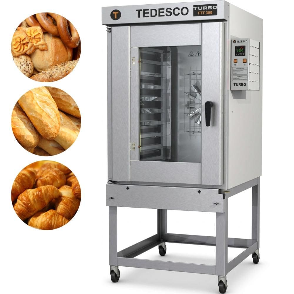 Forno Turbo de Padaria 739 Litros Com Vapor Para 10 Assadeiras Elétrico FTT300E Tedesco