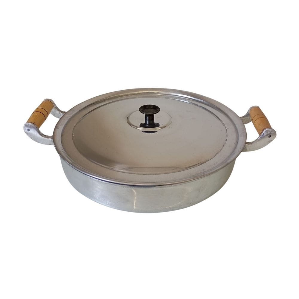 Frigideira Alumínio Fundido Alça Madeira Grosso C/ Tampa 30 Cm 2,3 litros