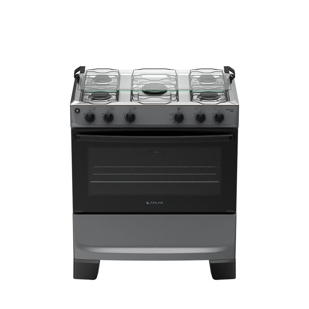 Fogão 5 bocas Atlas Mônaco Plus Automático Mesa Inox