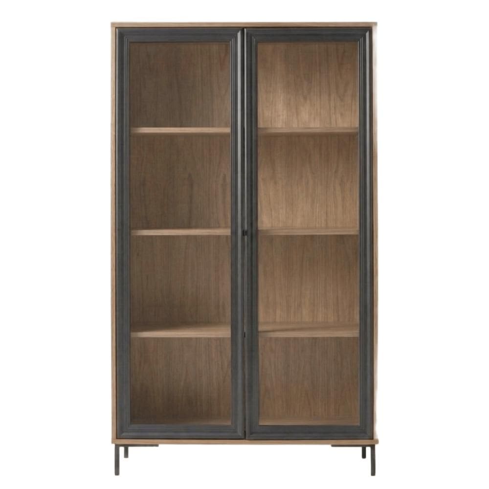 Estante Cristaleira Alta 2 Portas de Vidro 3 Prateleiras Refresh BH09 Marrom/Preto - BRV Móveis