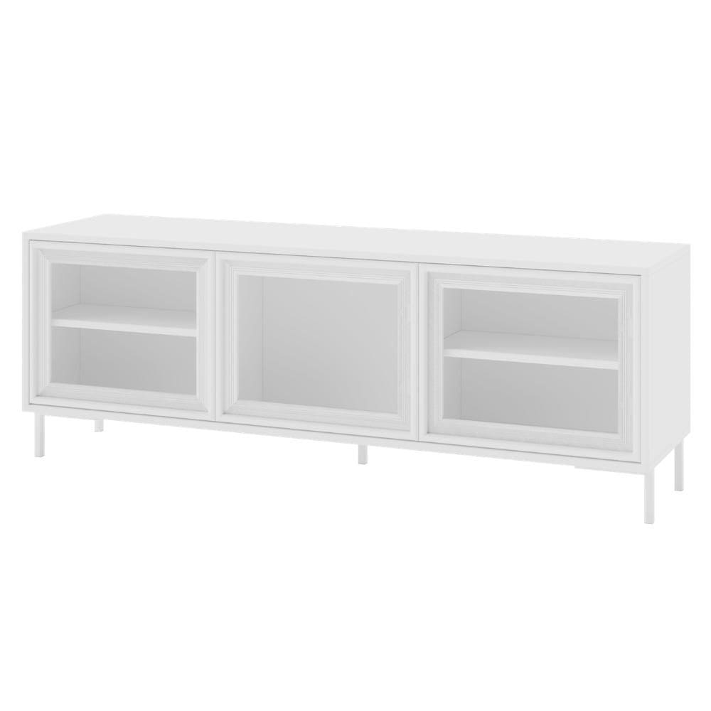 Rack para TV até 55 Polegadas 3 Portas de Vidro 2 Prateleiras Refresh BR149 Branco - BRV Móveis