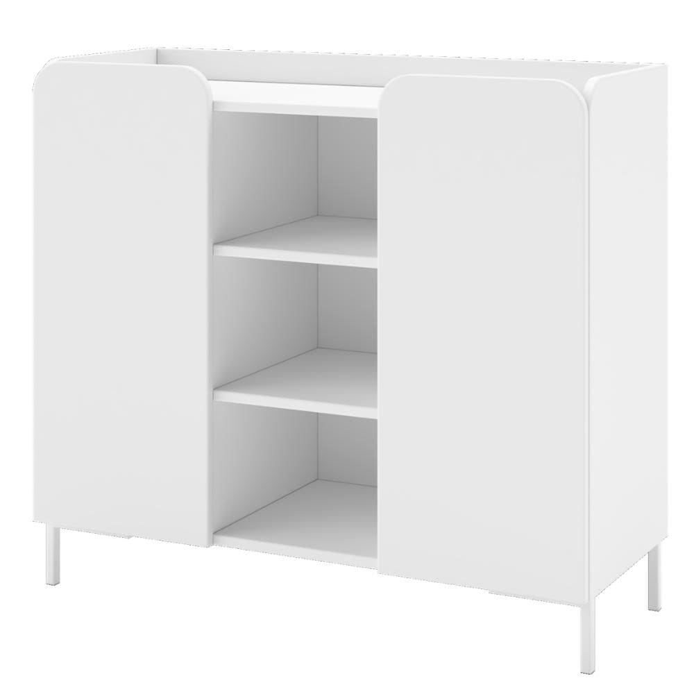 Aparador Buffet 2 Portas 3 Nichos Curvê BMU 186 Branco para Sala de Jantar ou Estar - BRV Móveis