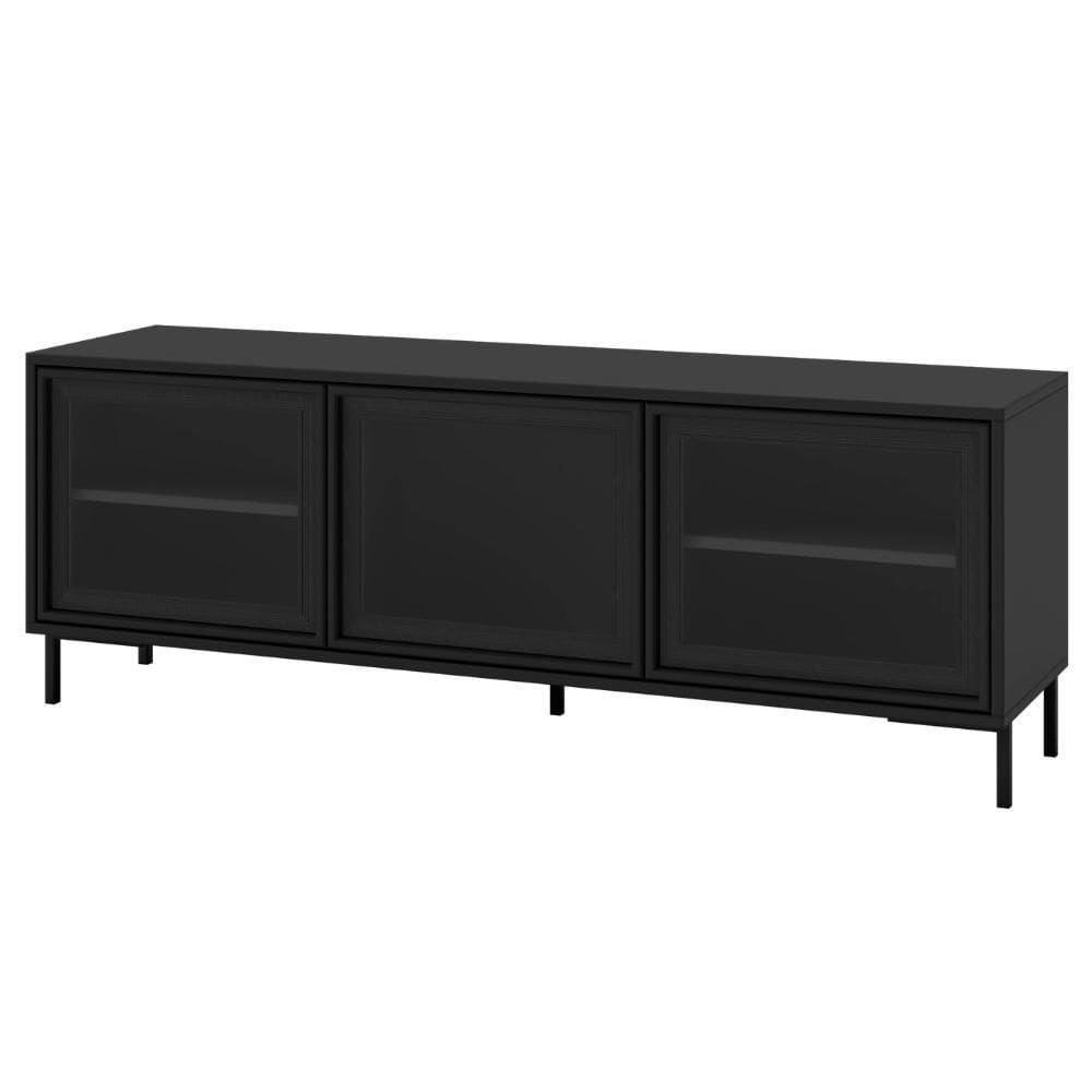 Rack para TV até 55 Polegadas 3 Portas de Vidro 2 Prateleiras Refresh BR149 Preto - BRV Móveis