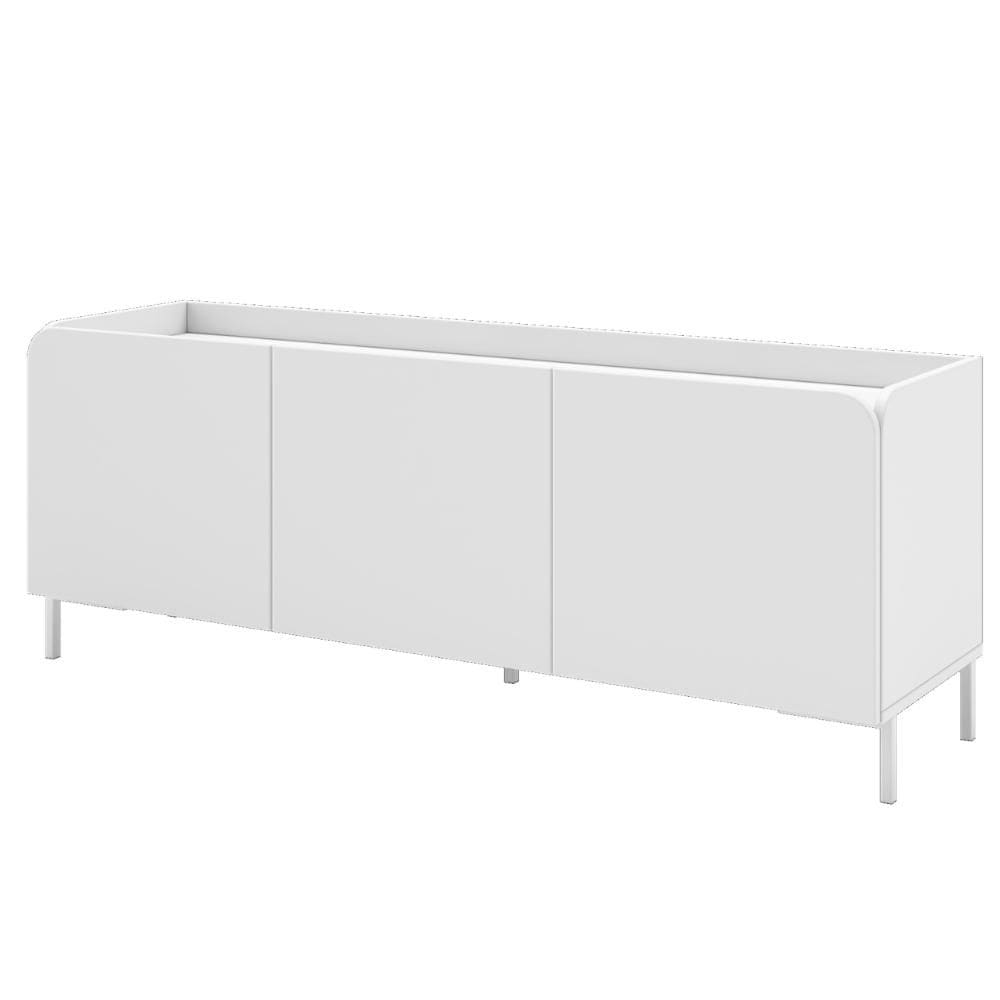 Rack para TV até 55 Polegadas 3 Portas 2 Prateleiras Curvê BR164 Branco - BRV Móveis