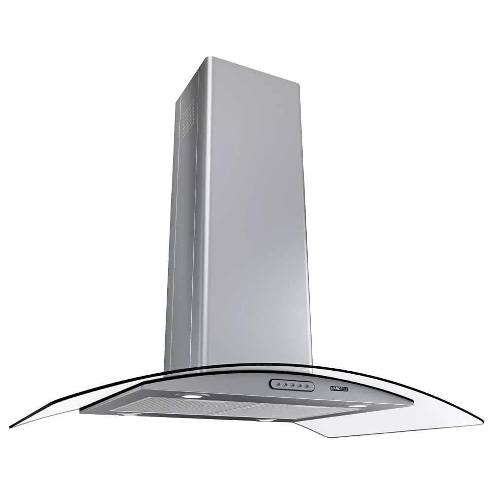 Coifa Ilha Nardelli Vidro Curvo 90cm Inox 220V