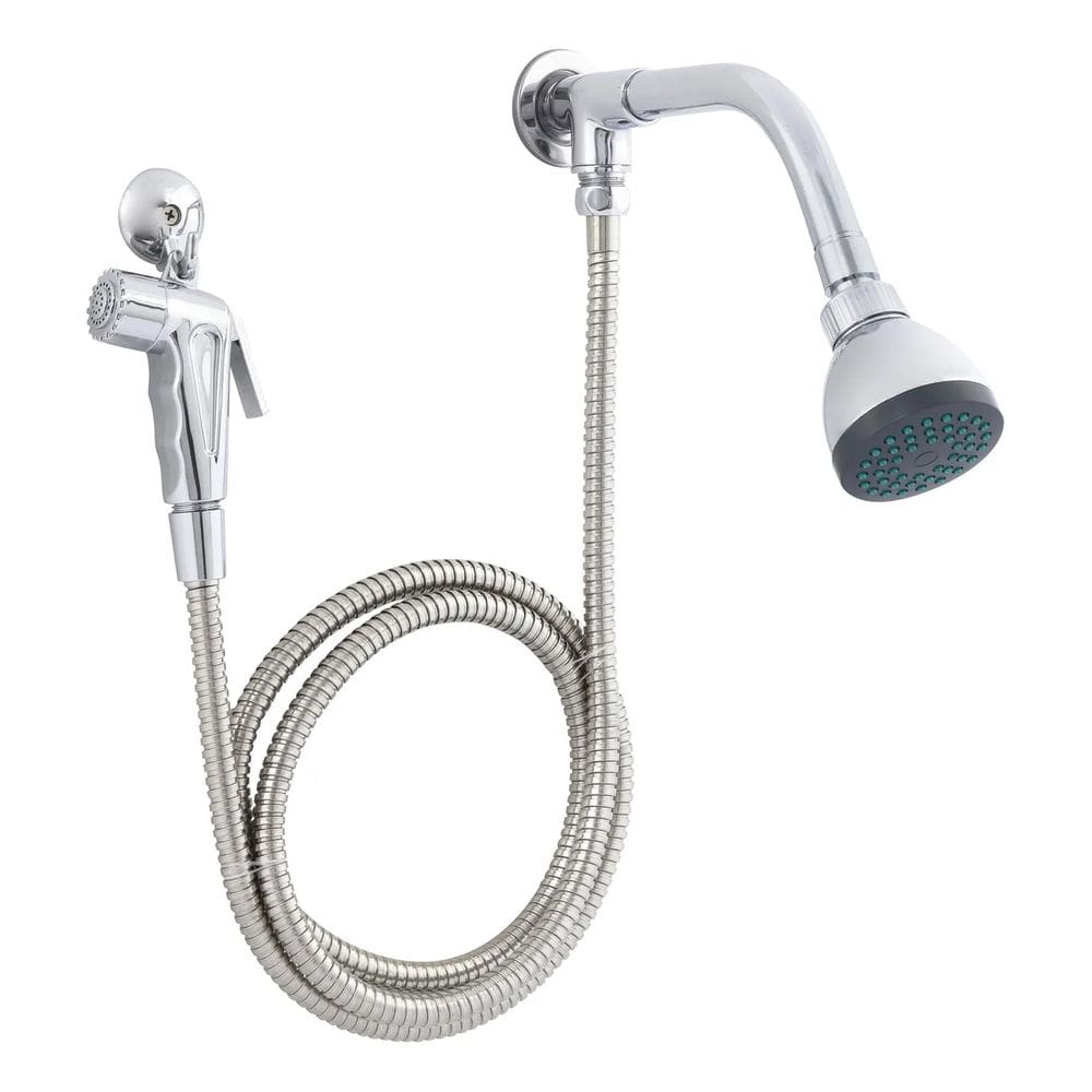 Ducha Redonda Cromada De Parede Com Chuveirinho - Max Shower Prateado