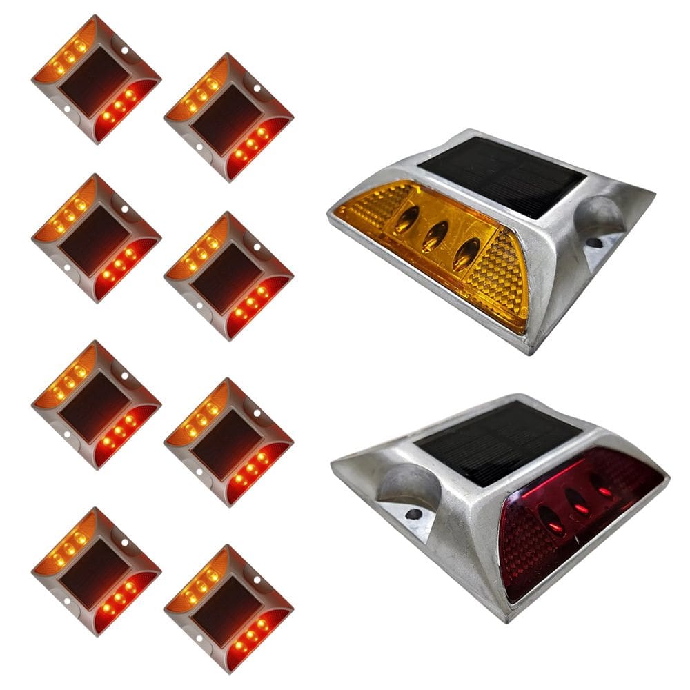 Tacha Solar Sinalizacao Viaria Kit 8 Uni Olho de Gato Rodovia Transito Obra Estrada Rua Pavimentacao Seguranca