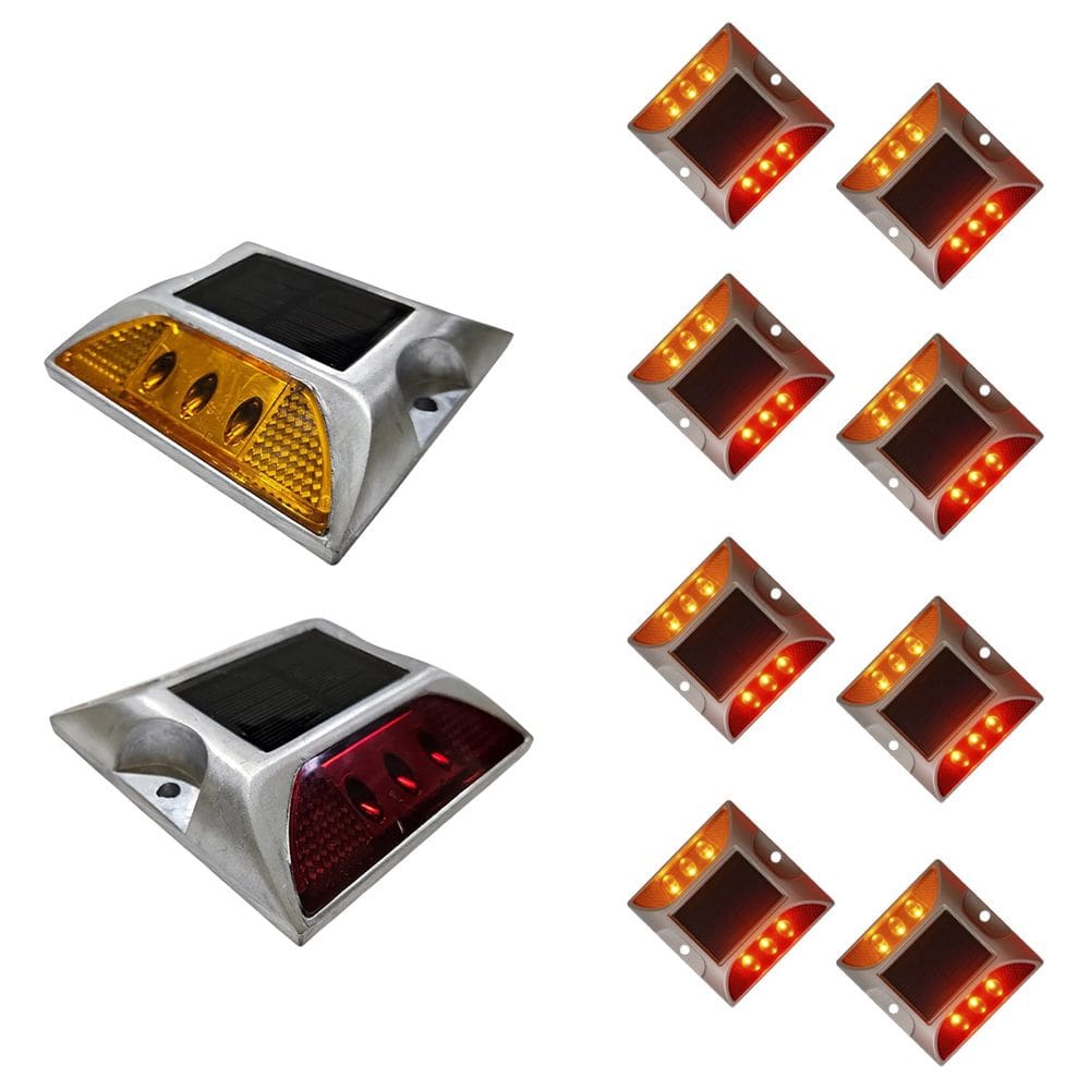 Tacha Sinalizador Solar Viario Kit 8 Uni Olho de Gato Rodovia Sinalizacao Seguranca Estrada Avenida Rua Pavimentacao