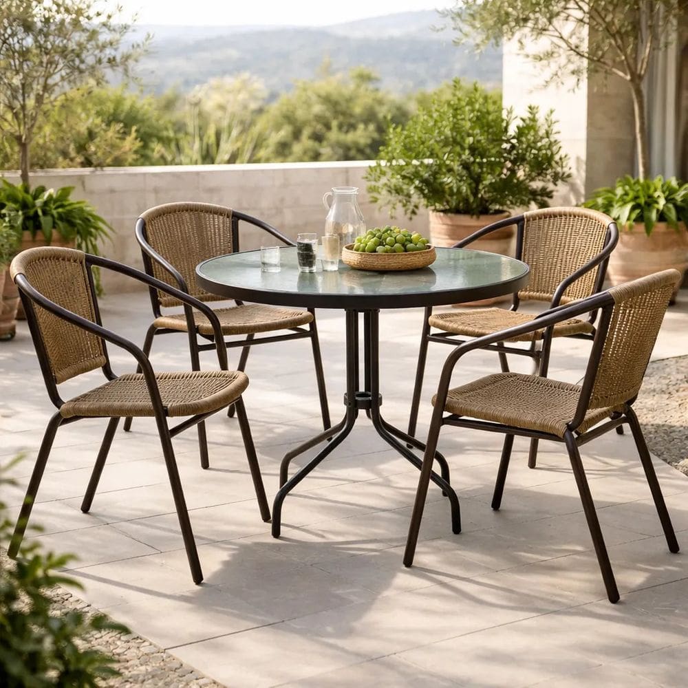 Conjunto De Varanda E Jardim Mesa 80cm E 4 Cadeiras - Maui