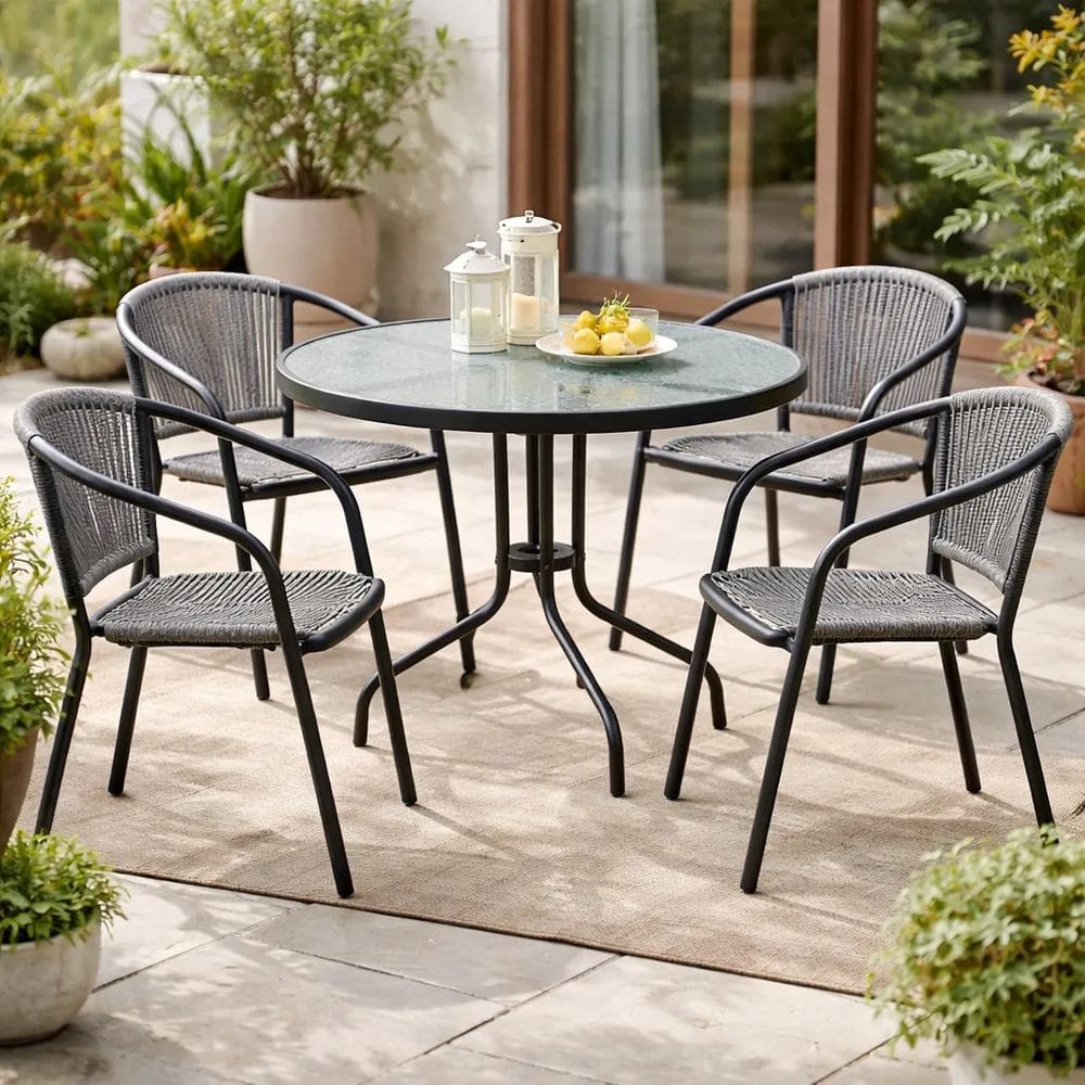 Conjunto De Varanda E Jardim Mesa 80cm E 4 Cadeiras - Oahu