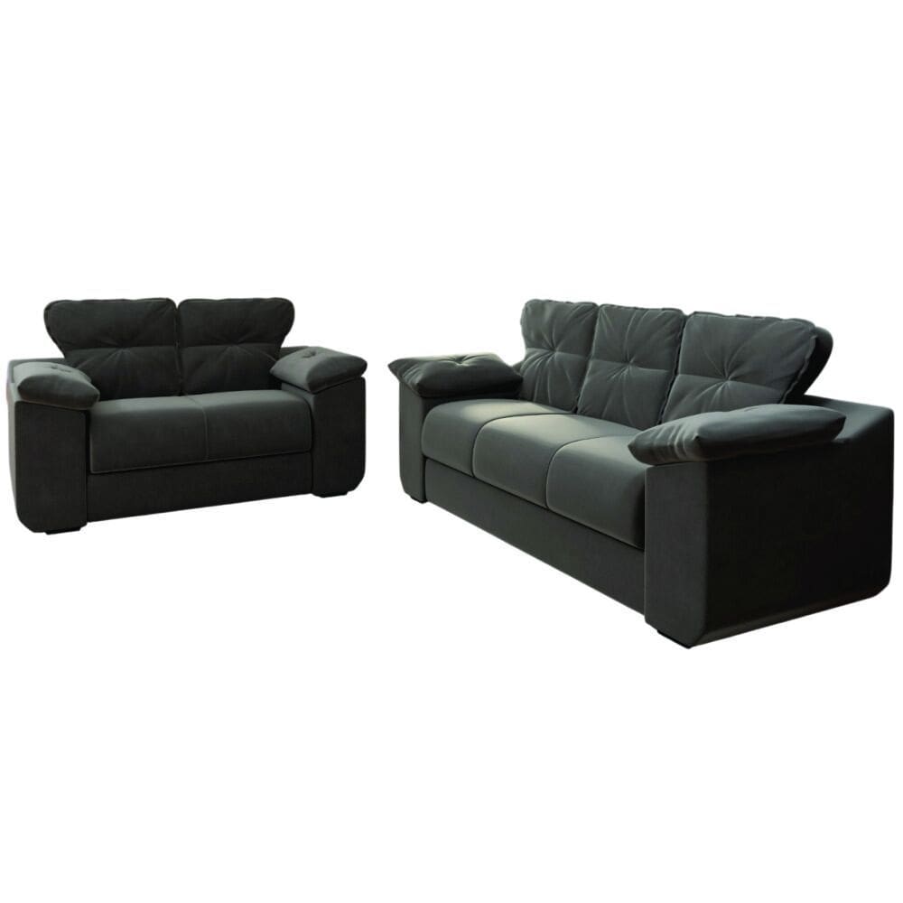 Sofá Mamflex 1025 Londrina 3 e 2 lugares em tecido veludo Cinza