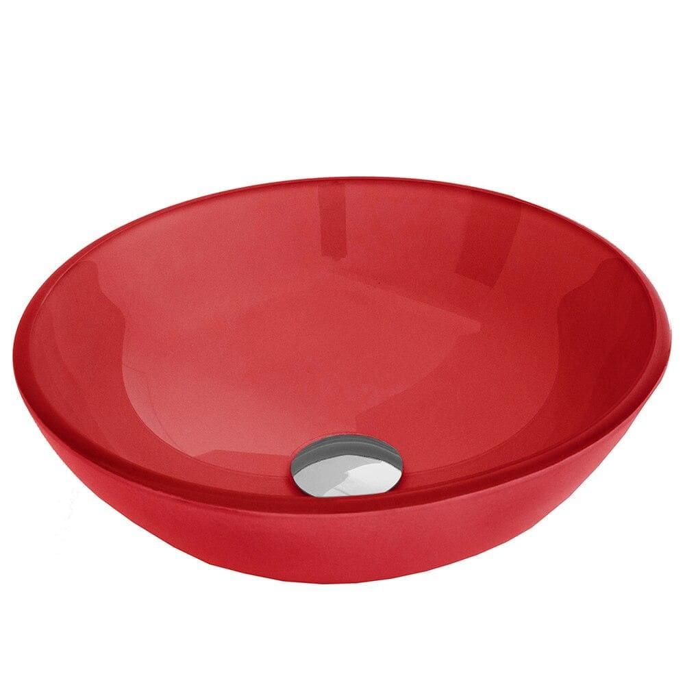 Cuba de Apoio Redonda Modaza Viso de Vidro, Vermelha