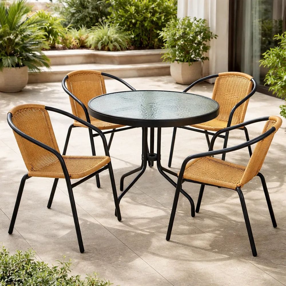 Conjunto De Varanda E Jardim Mesa 80cm E 4 Cadeiras - Capri