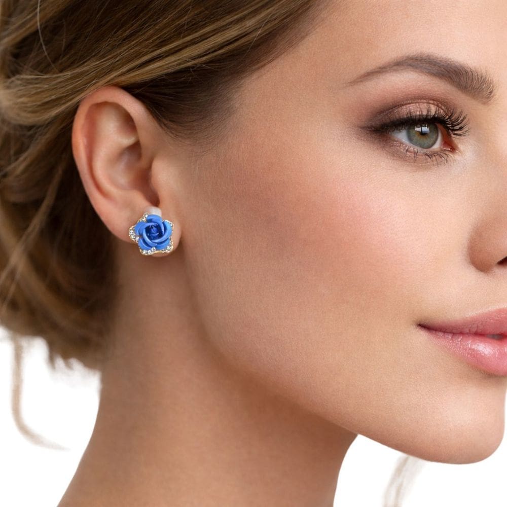 Brinco Feminino Flor com Strass Delicado Elegante Luxo