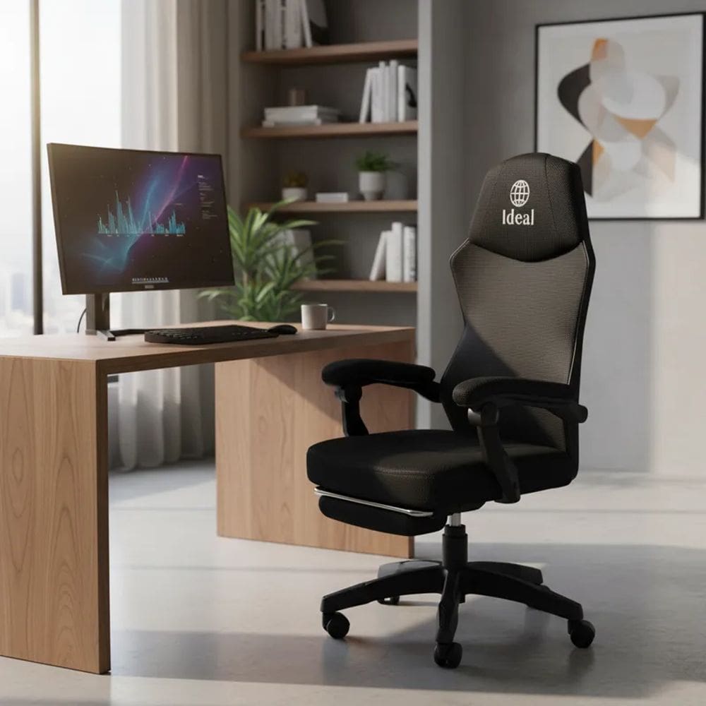 Cadeira Ergonômica Escritório Gamer Giratória Descanso de Pernas Regulagem Altura e Inclinação