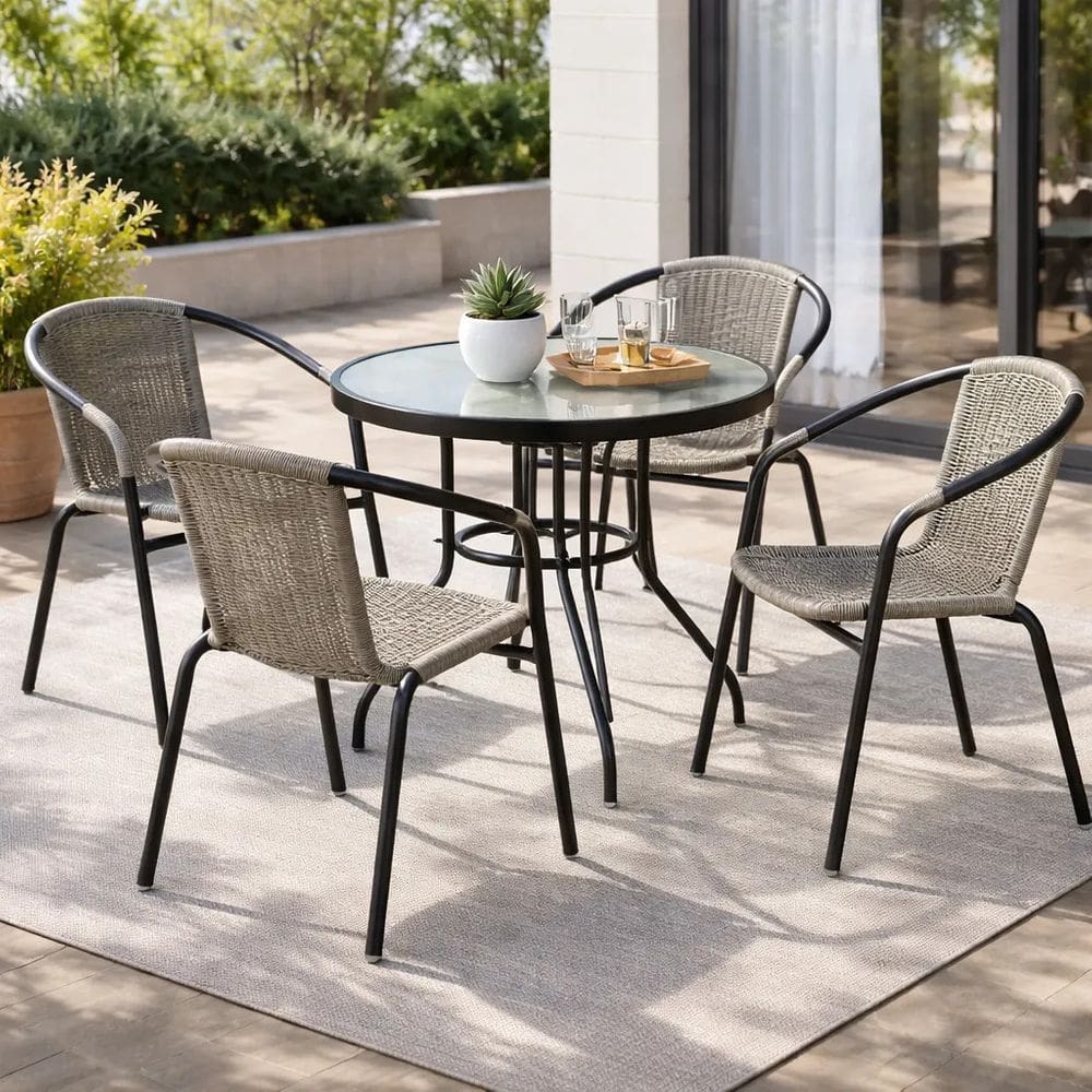 Conjunto De Varanda E Jardim Mesa 80cm E 4 Cadeiras - Malibu