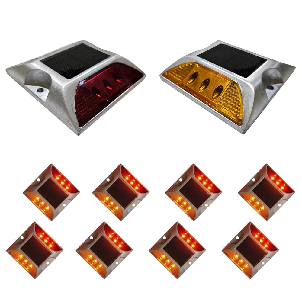 Tacha Sinalizacao Viaria Solar Kit 8 Uni Olho de Gato Rodovia Obra Estacionamento Pavimento Pista Estrada Seguranca