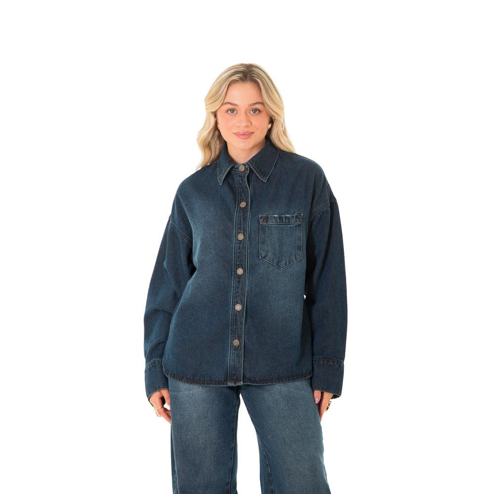 Camisa Jeans Feminina Arauto Oversized Brown