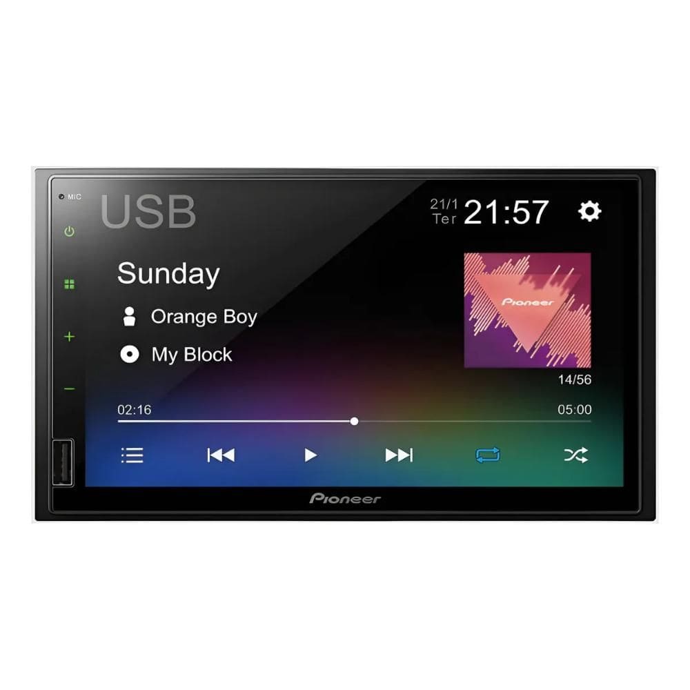 Central Multimídia 2-DIN Pionner Bluetooth 7 Polegadas DMH-145BR