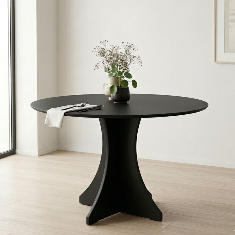 Mesa Redonda Elisa Base X Design Sofisticado Preto