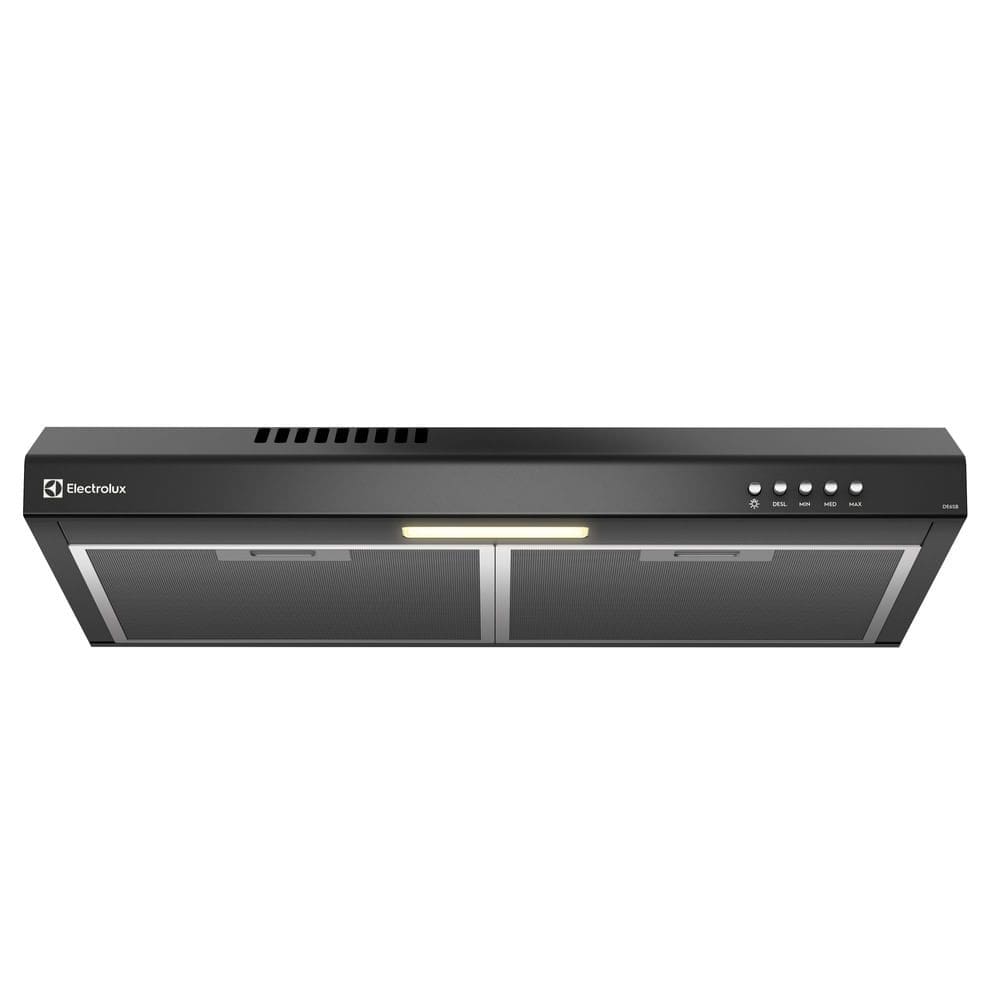 Depurador de Ar Electrolux 60cm Preto Alto Poder de Sucção, Luz LED e Filtragem Dupla (DE6SB)