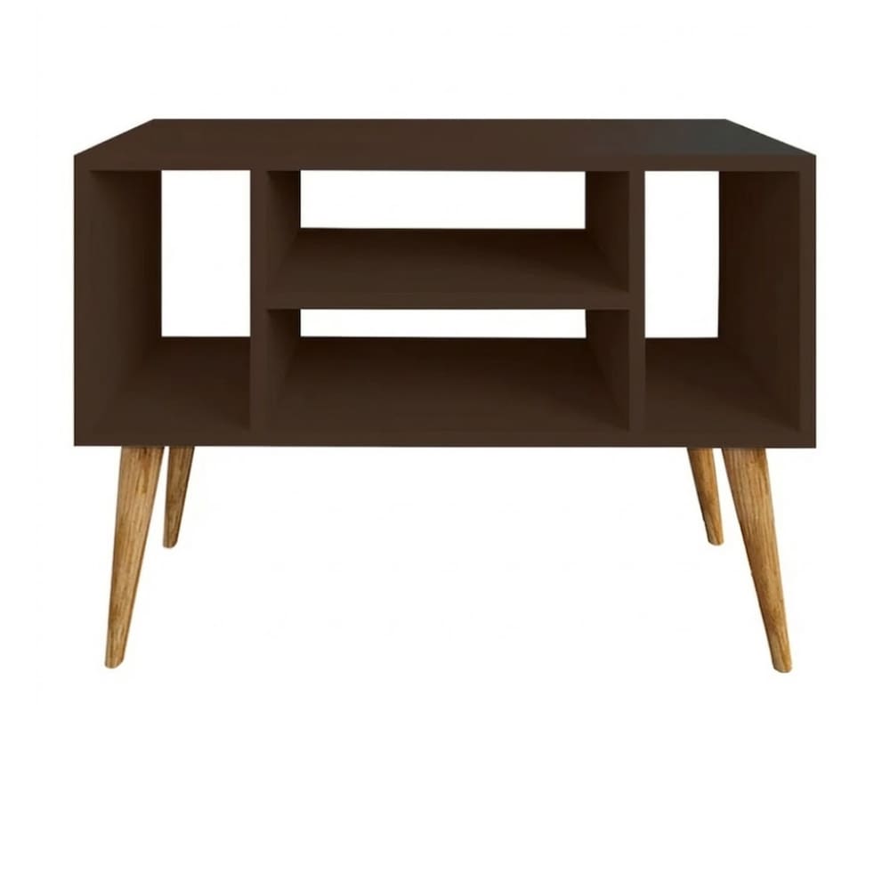Rack Retrô Imbuia Para Tv Home Estante 4 Nichos Pés Madeira