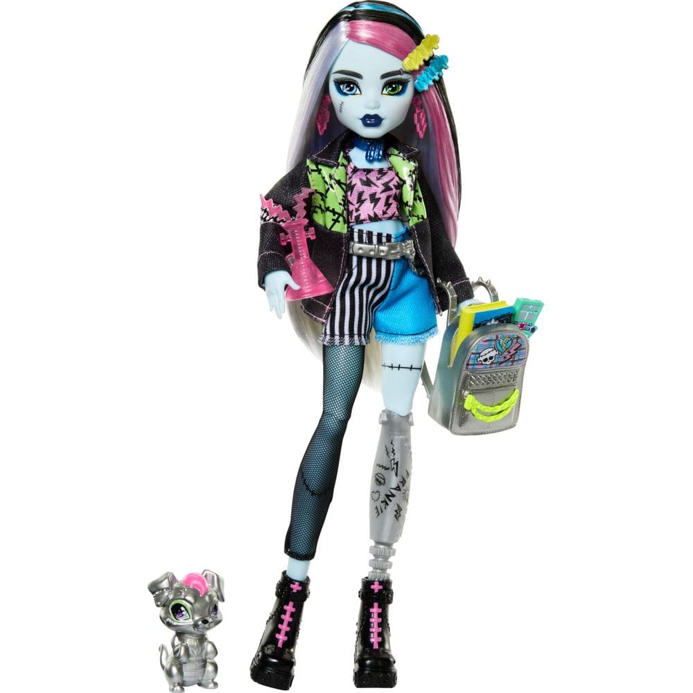 Doll Monster High Frankie Stein com jaqueta jeans e shorts