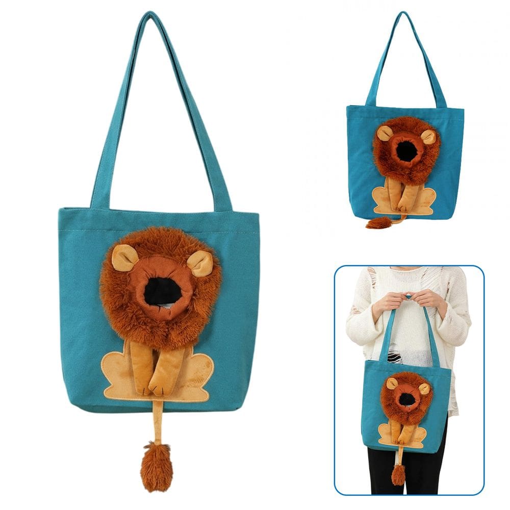 Bolsa Transporte Gato Cachorro Pet Animal Estimacao Estampa Leao Passeio Diversao Ombro Caminhada Viagem Ventilada