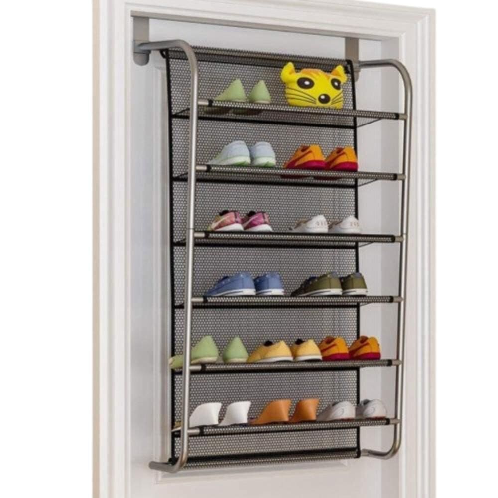 Sapateira Porta ou Parede 6 Prateleiras Organizador Vertical Inox para 36 Calçados
