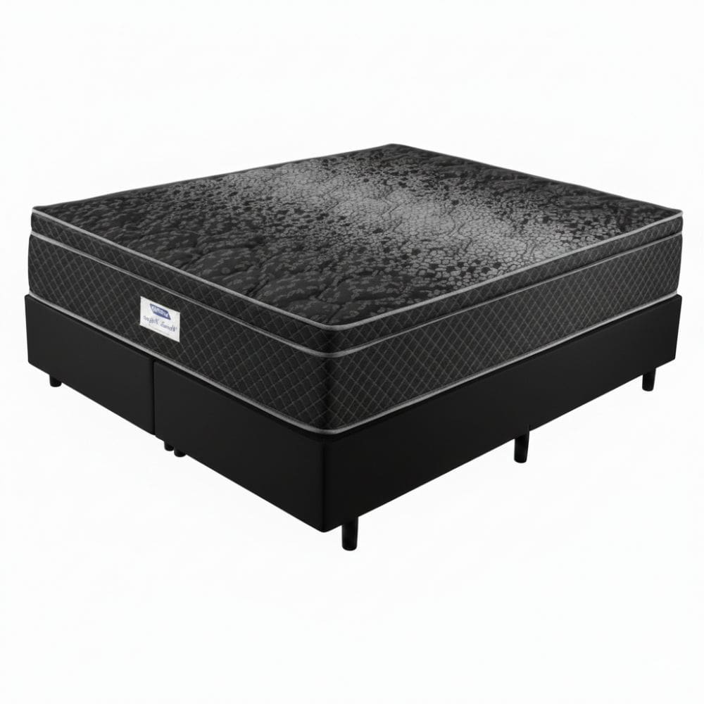 Cama Box Casal King 193Cm Gazin Molas Ensacadas Espuma D33 Preto