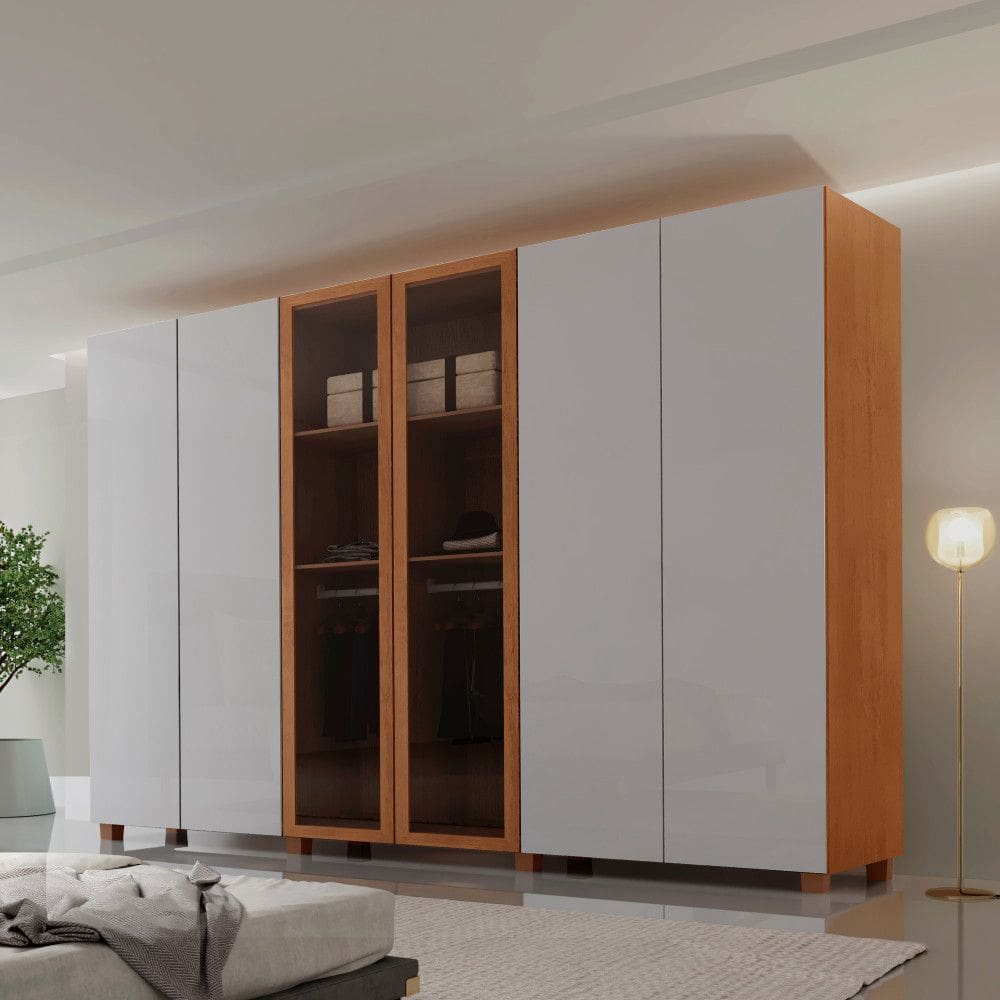 Guarda Roupa Casal Coliseu Gold MDF 6 Portas e 6 Gavetas com Pes Modera Mobilia
